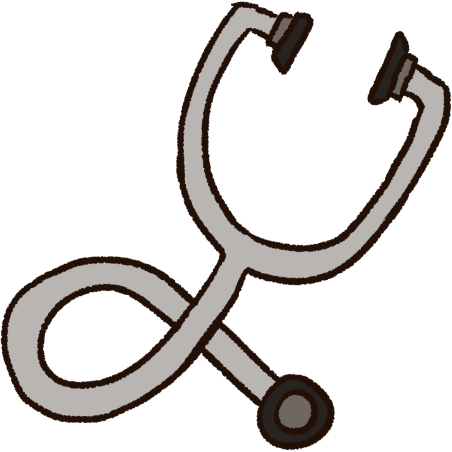 A drawing of a light gray stethoscope.